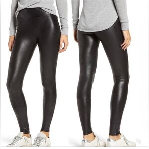 SPANX Black Faux Leather Leggings Size Large